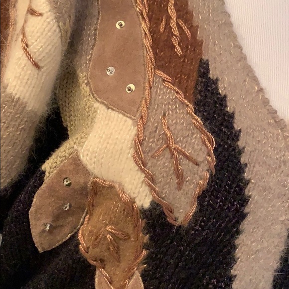 Vtg GINENNE Knit Sweater With patches GORGEOUS - Picture 7 of 12
